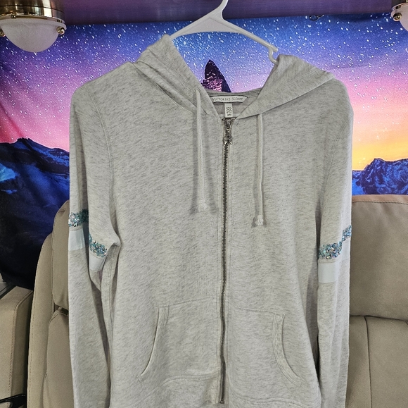 Victoria's Secret M Bedazzled Zip Up Jacket with wing zipper and embellished arm - Picture 6 of 9